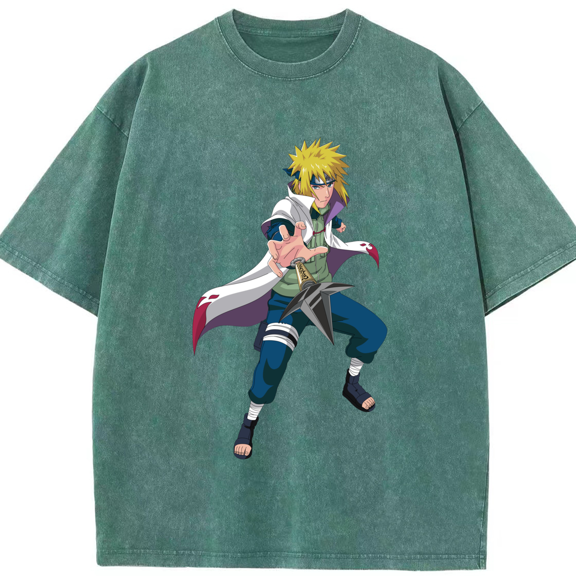 （画像用） NARUTO -ナルト- 波風 ミナト Namikaze Minato 綿100% ヴィンテージ風 半袖Tシャツ（フロントプリント）
